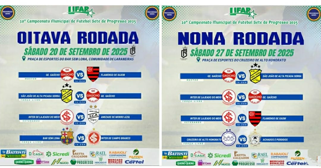 8º Rodada do Municipal de 7 em Laranjeiras neste sábado 