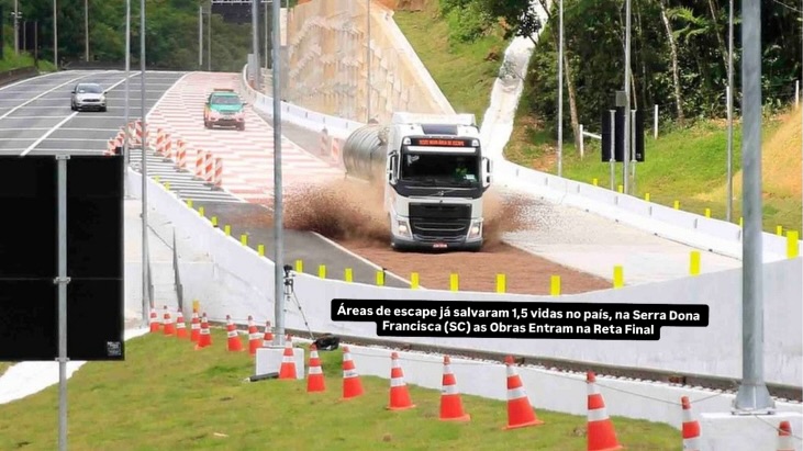 Áreas de escape já salvaram 1,5 vidas no país, na Serra Dona Francisca (SC) as Obras Entram na Reta Final