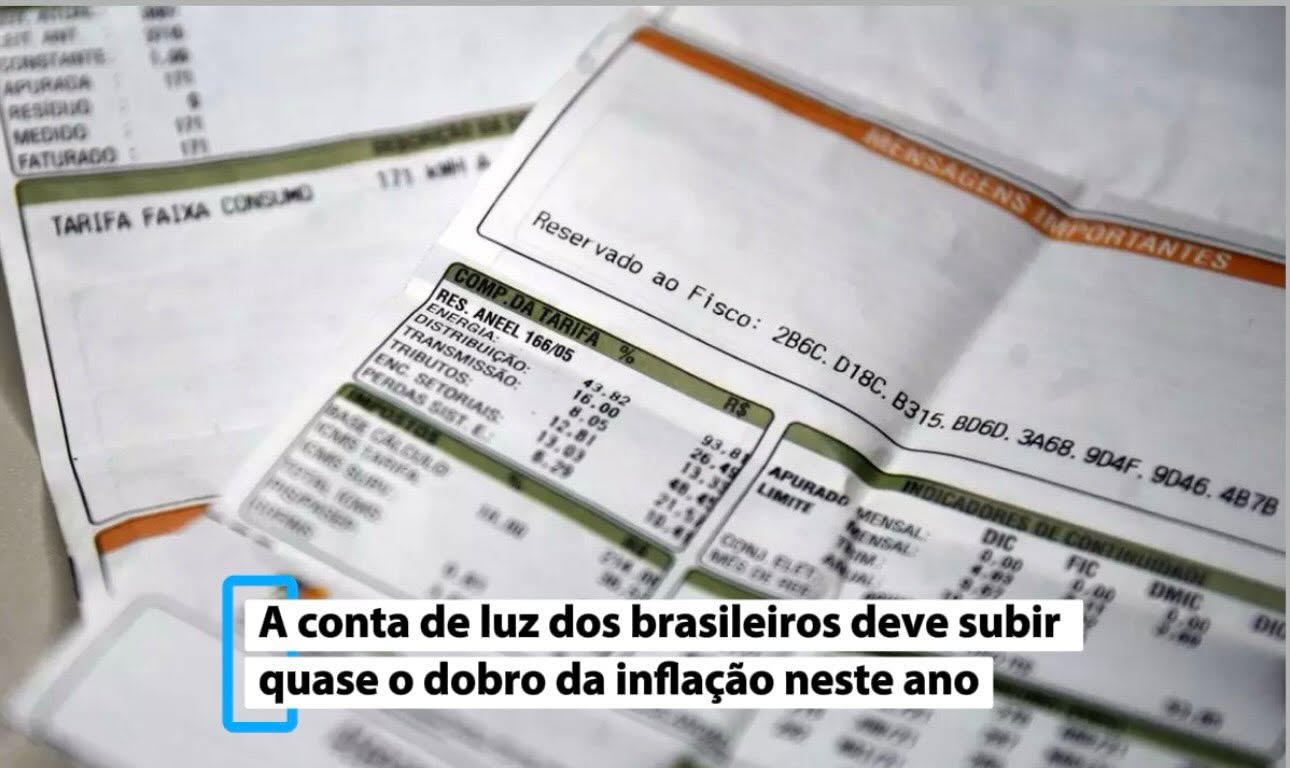 A conta de luz dos brasileiros deve subir quase o dobro da inflação neste ano