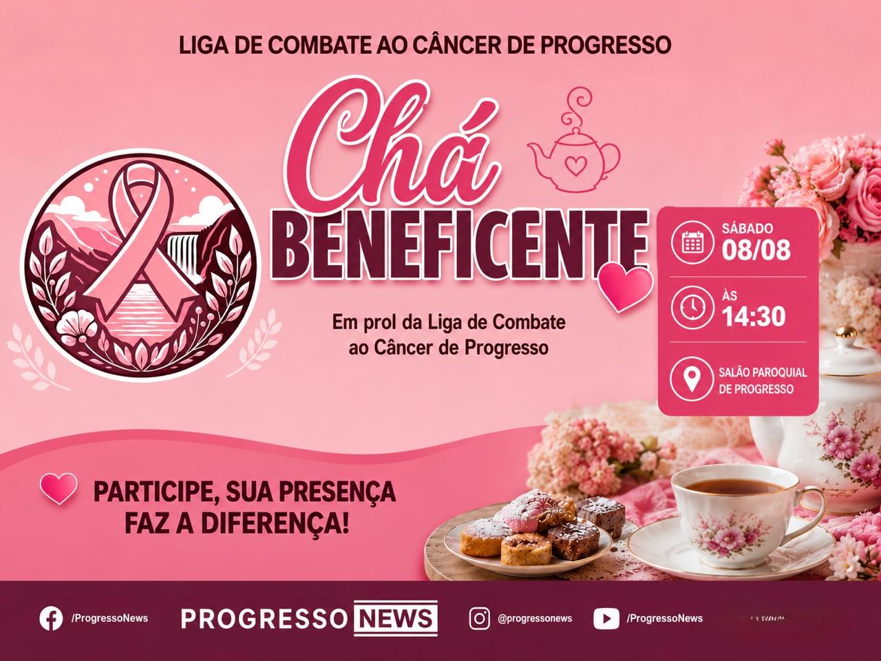 Convite – Chá Beneficente da Liga de Combate ao Câncer de Progresso