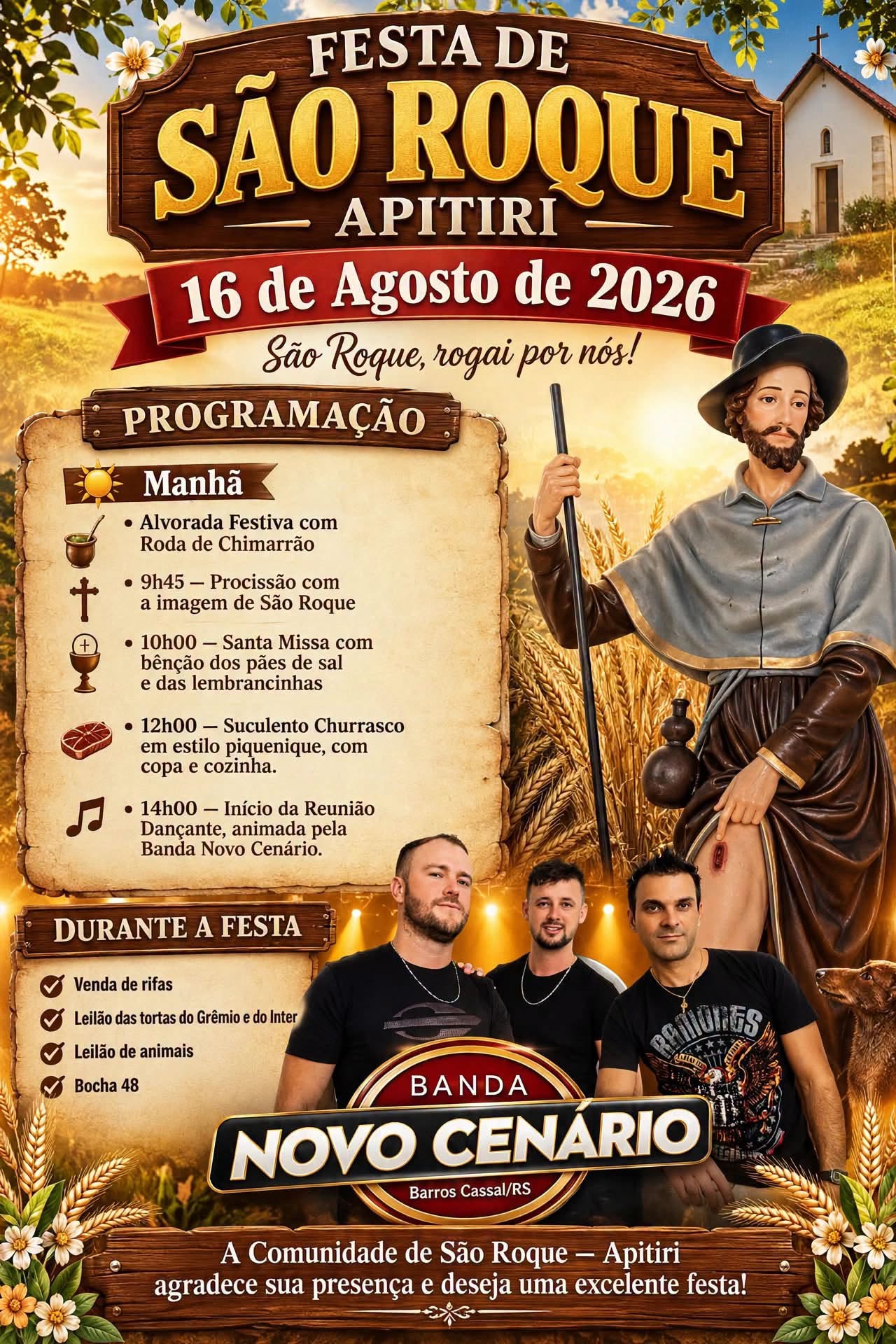 Festa de São Roque em Apitiri dia 16 de agosto 