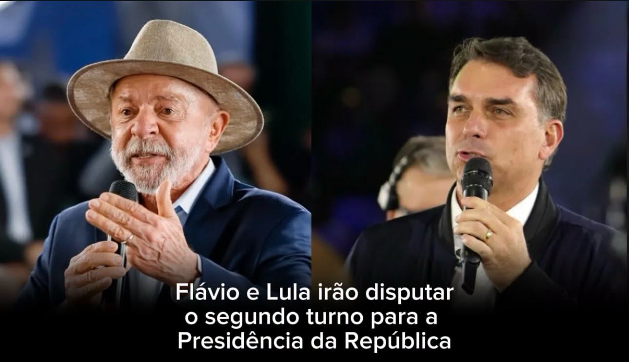Flávio Bolsonaro (PL) e Luiz Inácio Lula da Silva (PT) vão decidir a eleição presidencial de 2026 no segundo turno