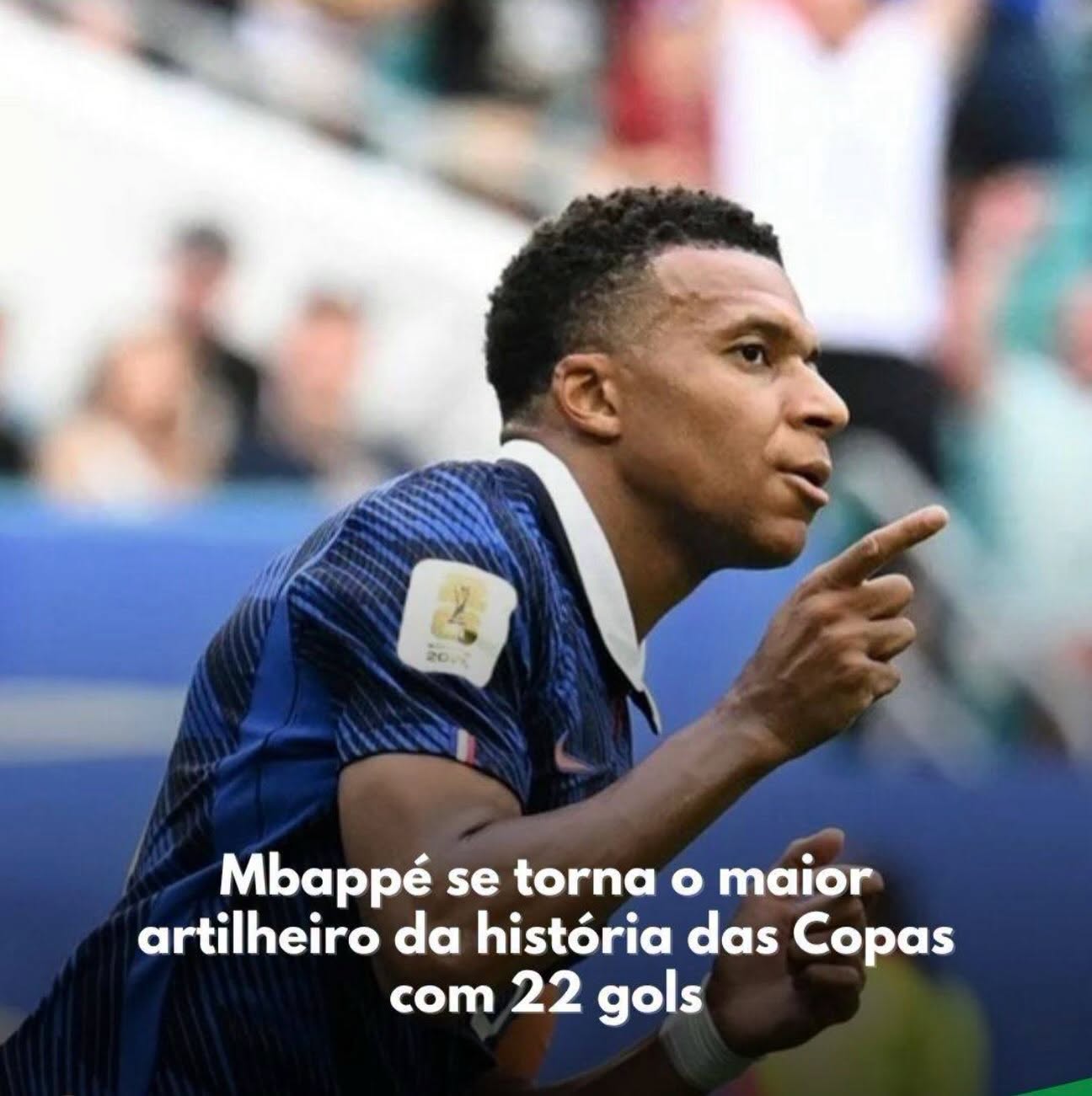Mbappé se torna o maior artilheiro da história das Copas com 22 gols