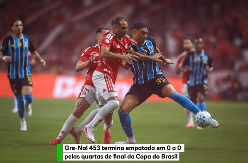 No Beira-Rio, Inter e Grêmio empatam em 0 a 0 pelas quartas de final da Copa do Brasil