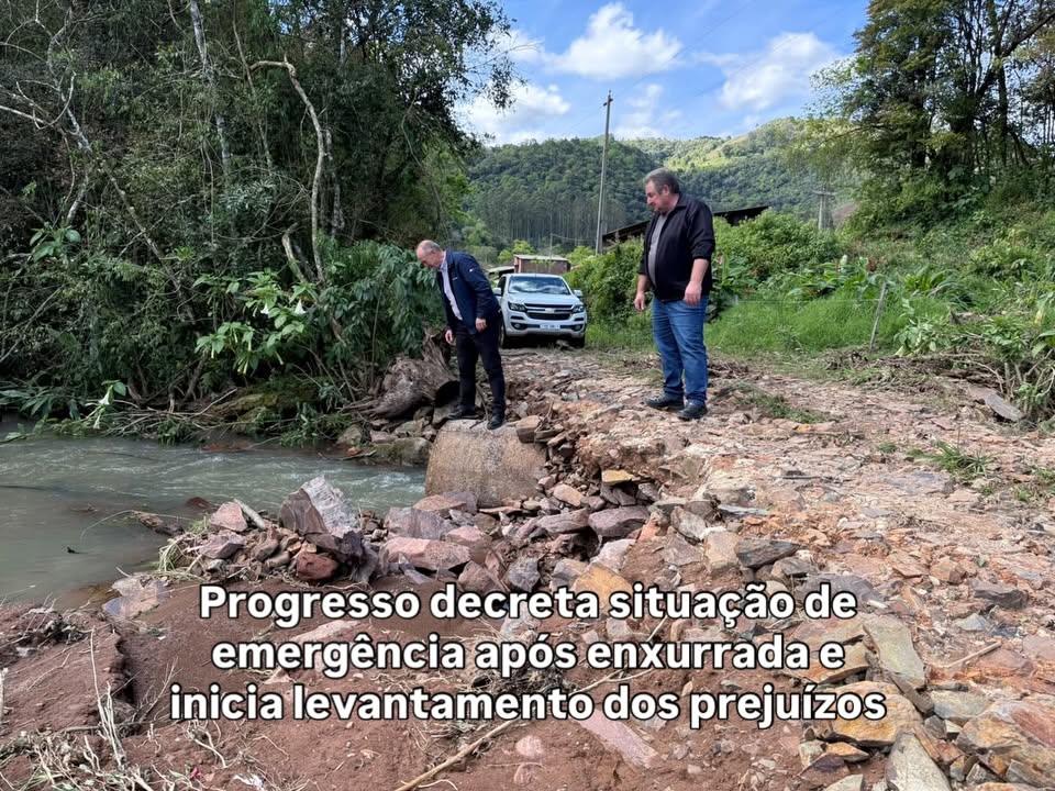Progresso decreta situação de emergência após enxurrada e inicia levantamento dos prejuízos