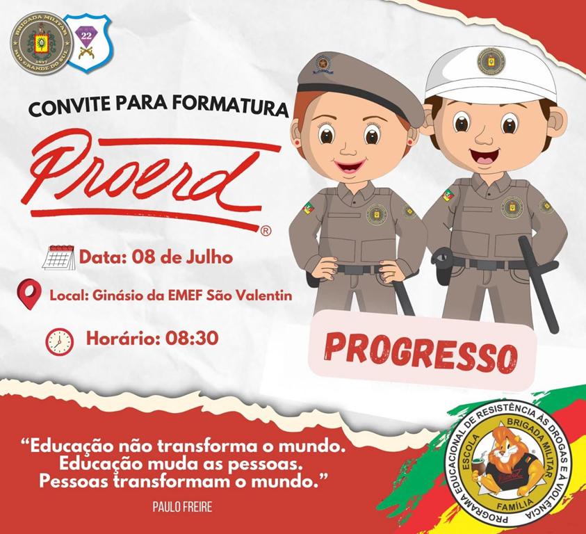 Progresso terá formatura do Proerd com 45 alunos nesta terça-feira