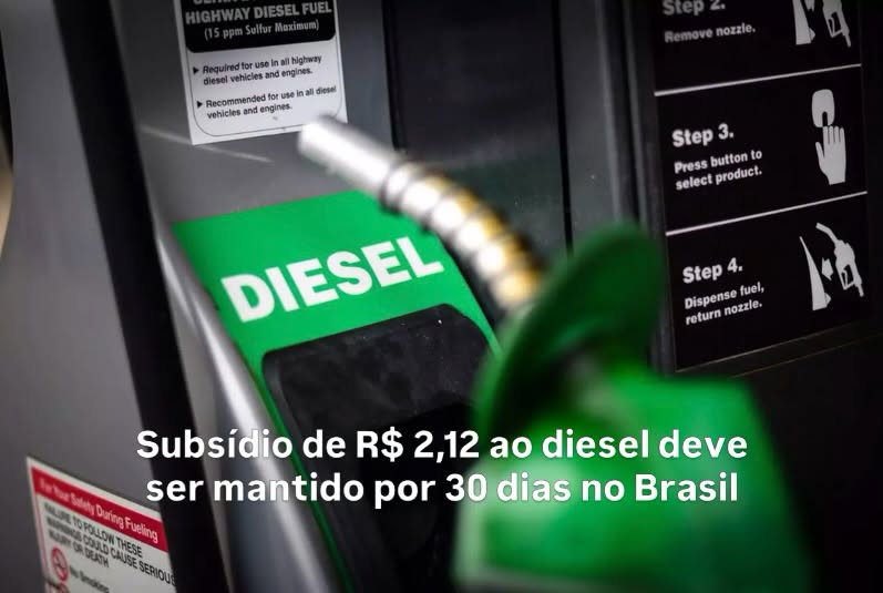 Subsídio de R$ 2,12 ao diesel deve ser mantido por 30 dias no Brasil